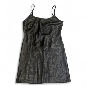 Vintage 90s Black Satin Strappy Slipdress Midi Size XL Boutique Y2K Whimsigoth